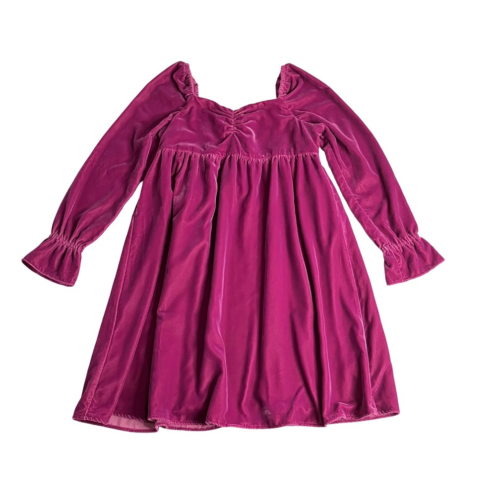 Janie and Jack Velvet Dress Girls 16 Burgundy Ruched Empire Waist Holiday